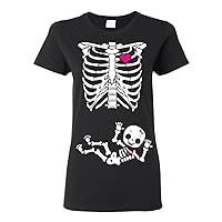 Ladies Baby Girl Skeleton Pregnant (not Maternity) DT T-Shirt