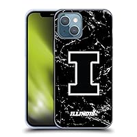 Head Case Designs Officially Licensed University of Illinois U of I Black and White Marble Soft Gel Case Compatible with Apple iPhone 13