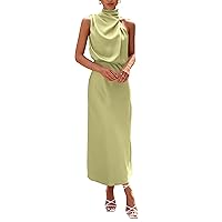 PRETTYGARDEN Womens Elegant Sleeveless Mock Neck Cocktail Party Maxi Dresses