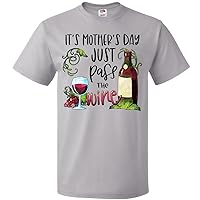 inktastic It's Mother's Day Pass The Wine with Bottle Glass and Vine T-Shirt