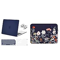 MOSISO Compatible with MacBook Air 13.6 inch Case 2022 Release A2681 M2, Polyester Garden Flowers Vertical Sleeve Bag&Plastic Hard Case&Keyboard Cover&Screen Protector&Type C Adapter 2 Pack,Navy Blue