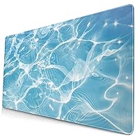 Large Gaming Mouse Pad, Water Wave Pattern, Sparkling, Blue, Clear, Background, Rubber Sole, Optical Mouse, Non-Slip, Durable, Stylish, Cute, Waterproof, Perfect for Office Use, Moderate Surface Friction
