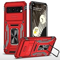 LOFIRY- Heavy Duty Case for Google Pixel 8 Pro/8, Magnetic Ring Case, Kickstand & Slide Camera Cover, Military Shockproof Bumper Case (8Pro,Red)