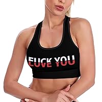 Fuck-Love You Fashion Sports Bras for Women Yoga Vest Underwear Crop Tops with Removable Pads Workout
