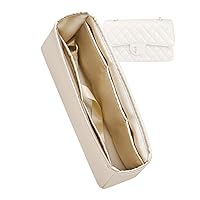 Silk Purse Organizer for Chanel Classic Flap Square/Mini/Small/Medium/Jumbo/Maxi,Insert Bag in Bag,Luxury Handbag Tote Lining Bag Shapers(CF Jumbo 30,Champagne)