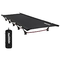 Ultralight Camping Cot, Easy to Assemble Folding Tent Cot, Compact & Protable Camping Bed for Camping, Mountaineering, & Hiking, Supports 330lbs with Carry Bag, GreenWild Dark Black