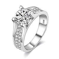Women's Platinum Plated Round Cut AAA Cubic Zirconia Wedding Band Promise Ring for Her with Birthstone Y006
