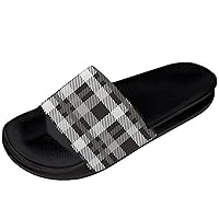 Plaid Sandals Womens Mens Slides Sandals Athletic Casual House Slippers Shoes Gifts for Boy Girl