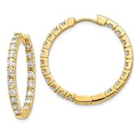 14k White or Yellow Gold Diamond In and Out Hoop Earrings Gift for Women