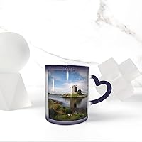 View of The Dunguaire Castle Print Coffee Mug 13 oz Heat Sensitive Color Changing Mug Cute Ceramic Mug For Women Men