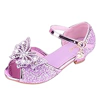 Cork Shoes Girls Children Shoes with Diamond Shiny Sandals Princess Shoes Bow High Heels Show Kids Fuzzy Slipper Socks