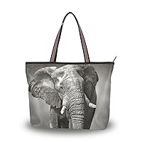 ColourLife African Elephant Shoulder Bag Top Handle Tote Bag Handbag for Women