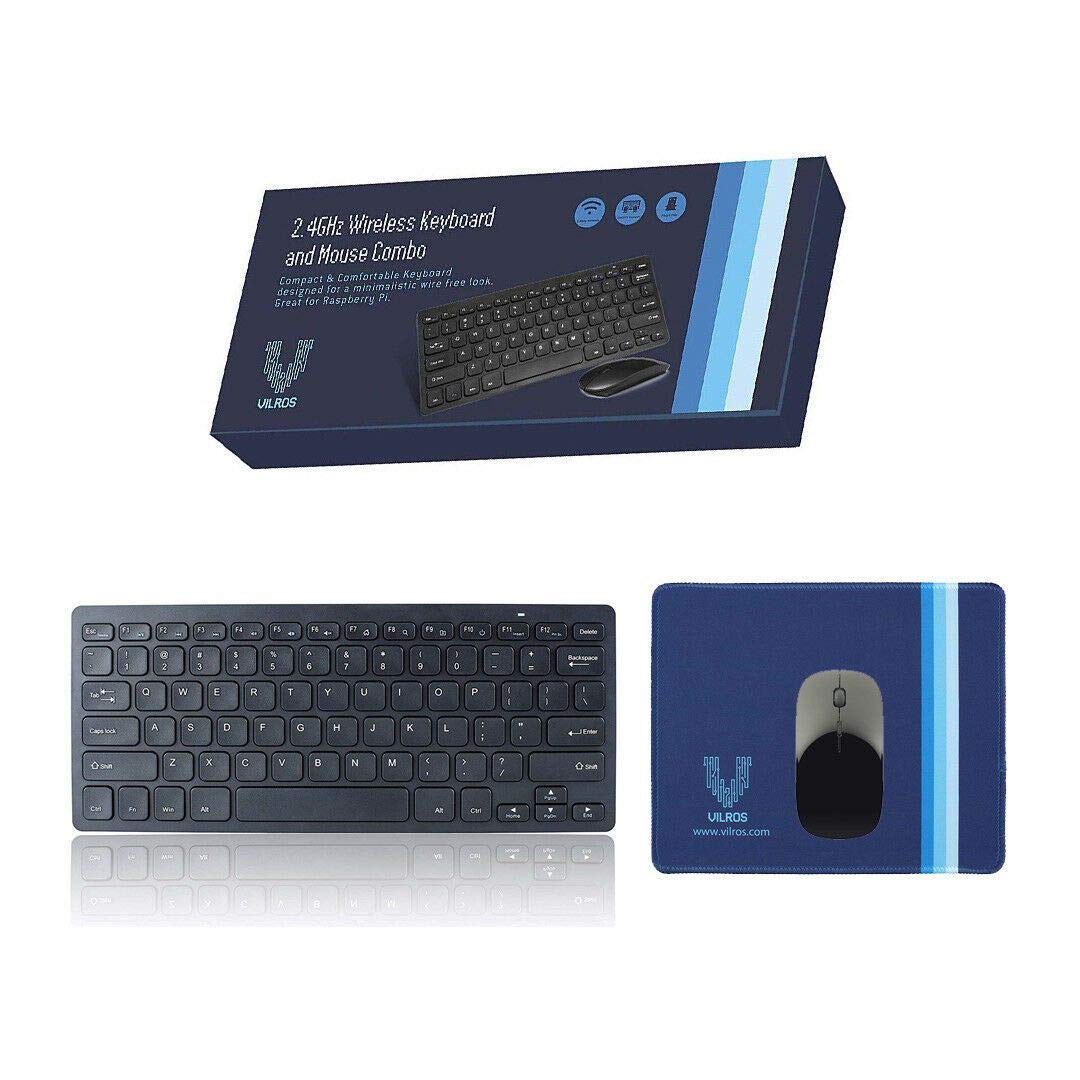 Vilros 2.4GHz Wireless Keyboard and Mouse with Mouse-Pad-Great for Raspberry Pi