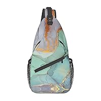 Colourful Marble Sling Bag Crossbody Backpack Sling Backpack Shoulder Bag For Women Men Cycling Hiking Travel
