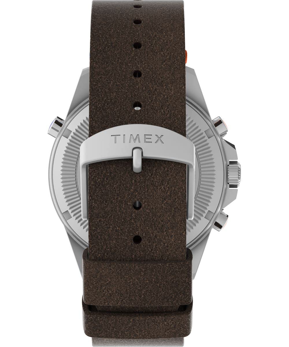 Timex Men's Expedition North Tide-Temp-Compass 43mm Watch - Brown Strap Black Dial Stainless Steel Case