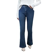 Plus Size Bell Bottom Jeans for Women Trendy Fleece Lined Skinny Wide Leg Flared Denim Pants Stretch Butt Lifting Y2K