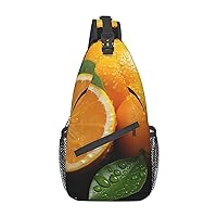 Sling Backpack Bag Cut Orange Print Crossbody Chest Bag Adjustable Shoulder Bag Travel Hiking Daypack Unisex