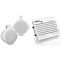 Pyle Waterproof Marine Wakeboard Tower Speakers - 6.5in - 1 Pair - PLMRW65 (White) & Hydra Marine Amplifier - Upgraded Elite Series 400 Watt 4 Channel Audio Amplifier