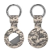Brown Desert Digital Camouflage Soft Silicone Case for AirTag Holder Protective Cover with Keychain Key Ring Accessories