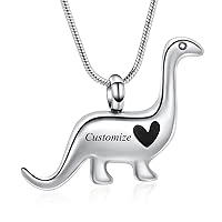 Cremation Urn Necklace for Ashes Dinosaur Memorial Jewelry Pendant for Women Men Keepsake Lockets
