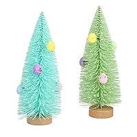 Blue and Green Miniature Easter Tabletop Trees 8 Inches Set of 2 Pastel Trees