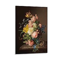 Vintage Still Life With Flowers Antique Floral Bouquet With Bird's Nest And Butterfly Moody Rustic Poster Canvas Wall Art Posters For Room Aesthetic And Decor Poster For Living Room Bedroom Office Dec