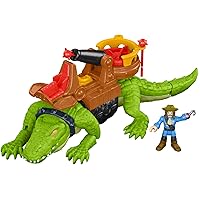 Fisher-Price Imaginext Preschool Toys Walking Croc & Pirate Hook 5-Piece Playset with Launcher for Pretend Play Ages 3+ Years