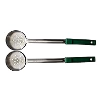4 Ounce Slotted Stainless Steel Portion Control Ladle Spoon for Measuring and Serving; Commercial Grade Serving Scoops [Pack of 2]