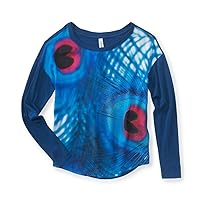 AEROPOSTALE Womens Peacock Fe Leather Fashion Pullover Blouse, Blue, X-Small