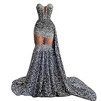 Prom Dresses Rhinestone Pageant Glitter Mermaid Sequin Celebrity Evening Gala Dress