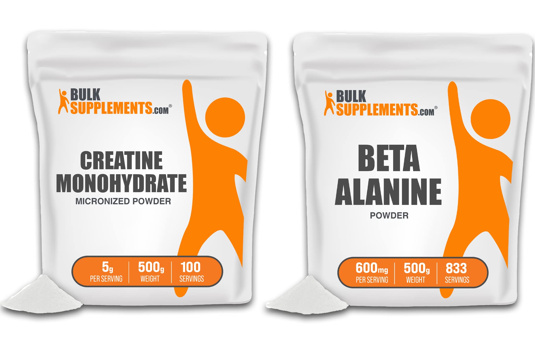 BULKSUPPLEMENTS.COM Creatine Monohydrate Powder (Micronized), 500g with Beta Alanine Powder, 500g - Unflavored, Gluten Free, No Fillers Bundle