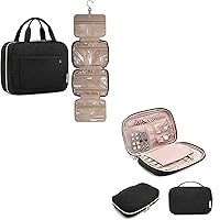 BAGSMART Toiletry Bag Travel Bag with hanging hook with Jewelry Organizer Bag Travel Jewelry Storage Cases for Necklace Water-resistant Makeup Cosmetic Bag Travel Organizer for Accessories,