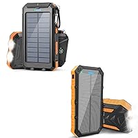 Suscell 2 Pack Solar Charger Portable Solar Power Bank for Cell Phone Waterproof External Backup Battery Power Pack Charger