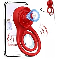 Rose Penis Ring Sex Toys Cock Ring for Men Couples Wearable Penis Ring Vibrator with Remote Control Adult Toys 10 Vibrations Modes for Male Female Couple Gifts Hand held Massager