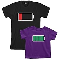 Threadrock Full and Low Battery Toddler & Men's T-Shirt Matching Set
