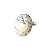 Howlite Gemstone Fancy Ring Oval Shape for her, White Gemstone Women's Ring, Fashions Ring for her(Size- 8 USA) DR-4930