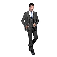 Men's Suits Plaid Slim Fit 3 Piece Peak Lapel Business Tuxedos Wedding Grooms