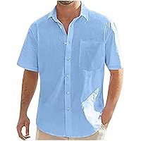 Mens Shirts Short Sleeve Casual Summer Button Down Shirts Slim Fit Solid Color Collared Golf Lightweight Fashion Shirts