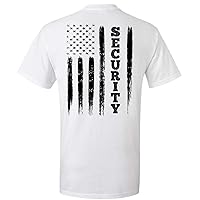 Security T-Shirt American Flag Security Staff First Responder Flag Short Sleeve T-Shirt-White-XL