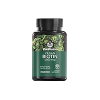 PlantFusion Vegan Biotin from, Premium Vegan Biotin for Women and Men (5000mcg), Natural Hair Skin and Nails Vitamins, 120 Vegan Capsules
