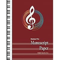 Genius Pro Premium 10 Staff Manuscript Paper Notebook - Red: 8.5 x 11 in, 208 pages, 7mm, 10 staff / stave