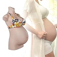 Silicone Pregnant Belly with Breast, Lightweight, Full Silicone Maternity Fake Belly Lifelike Skin for Simulated Artificial Pregnant Bump Actor (Color3-Tan, 9 Months)
