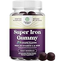 Extra Strength Iron Gummies for Women and Men - Potent 45mg per Serving Chewable Iron Supplement for Women and Men with Vitamin C for Higher Absorption - Vegan Daily Iron Gummy No Artificial Flavors