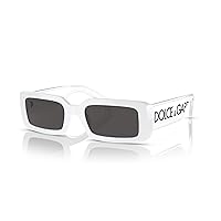 Dolce & Gabbana DG 6187 331287 White Plastic Rectangle Sunglasses Grey Lens