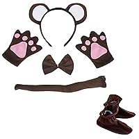Petitebella Combined Animal Headband Bowtie Tail Gloves Shoes 5pc Costume 1-5y