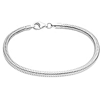 Savlano 925 Sterling Silver Solid Italian Round Diamond Cut Flexible Snake Chain Bracelet With Gift Box For Women, Girls & Men - Made in Italy