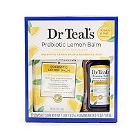 Dr. Teal's Prebiotic Lemon Balm Essential Oils Epsom Salt Soak & Foaming Bath 2 Piece Sampler Bath Gift Set