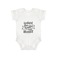 Grateful Thankful Blessed Baby Body Suit Autumn Holiday Rustic Romper Outfit Shower Gift White Style 27 12months