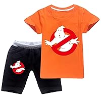 Boys Girls Casual Clothes Outfits-Ghostbusters Comfy 2 Piece Sets Short Sleeve Tops for Summer(2-16Y)