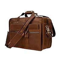 Mens Vintage Leather Briefcase With Pockets Cowhide Bag Business Crazy Horse Laptop Bags